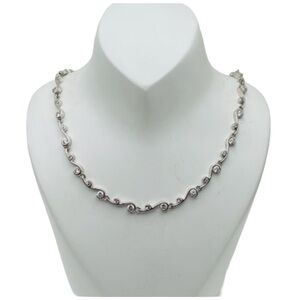 NWOT Elegant Sterling Silver Swirly Moissanite Diamond Tennis Necklace